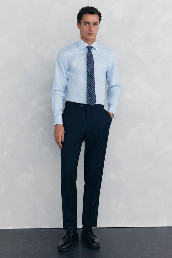 Pedro del Hierro Camisa com abotoaduras, n&atilde;o passa a ferro e &eacute; resistente a manchas Azul
