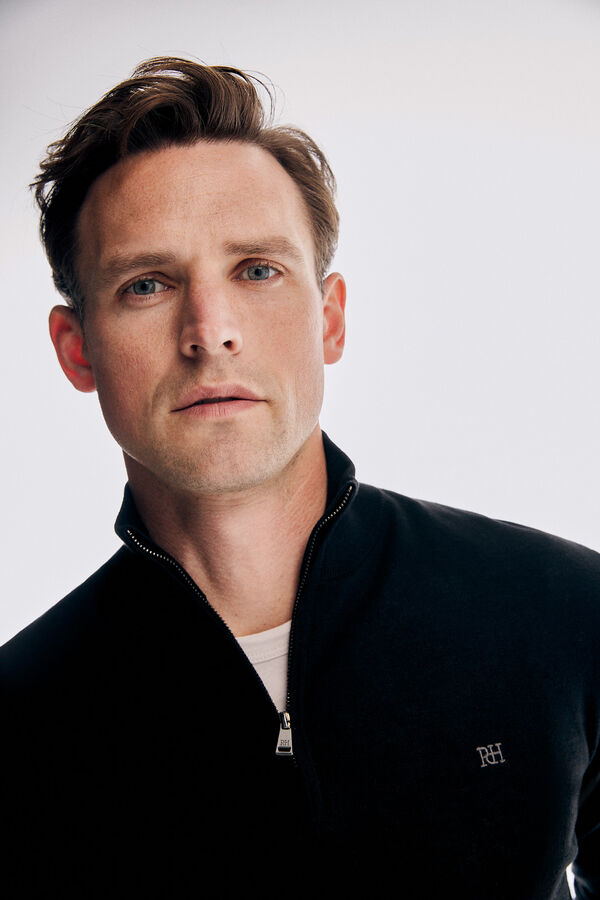 Pedro del Hierro Jersey cuello camionero merino Negro