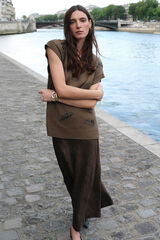 Pedro del Hierro malha de bico e strass bordados Verde