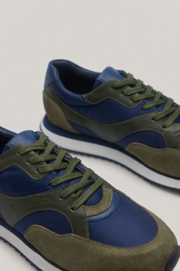 Pedro del Hierro T&ecirc;nis de couro e nylon com sola de borracha Verde