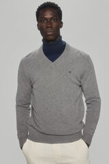 Pedro del Hierro Camisola e l&atilde; e cashmere com decote em bico Cizento