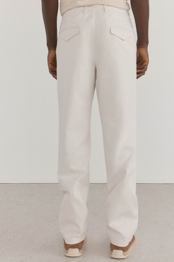 Pedro del Hierro Cal&ccedil;as cal&ccedil;as chino de algod&atilde;o e linho Ecru