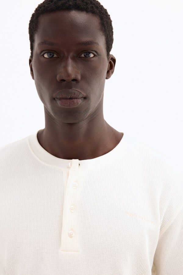 Pedro del Hierro T-shirt waffle em algod&atilde;o espanhol Branco