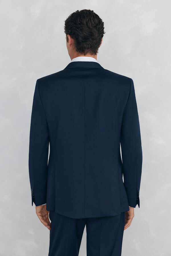 Pedro del Hierro Blazer bi-el&aacute;stico liso e sob medida Azul