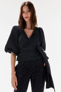 TFP by Tamara Falc&oacute; Blusa de tafet&aacute; com la&ccedil;o