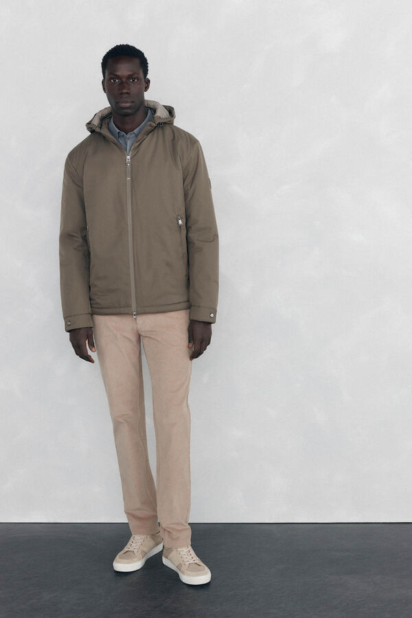 Pedro del Hierro Jaqueta com fecho-&eacute;clair e capuz Beige