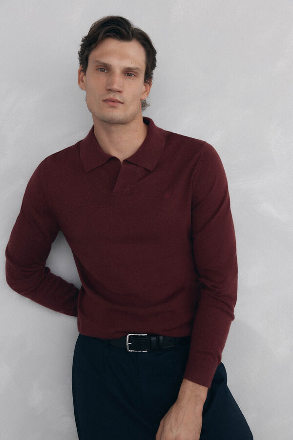 Pedro del Hierro Jersey cuello johny lana merino y cashmere Burdeos