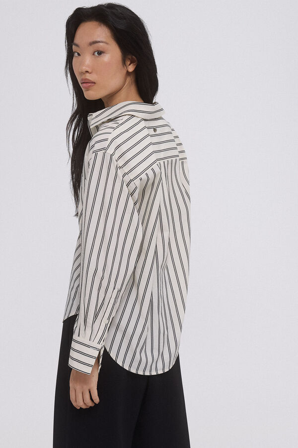 Pedro del Hierro Camisa oversize rayas Crudo