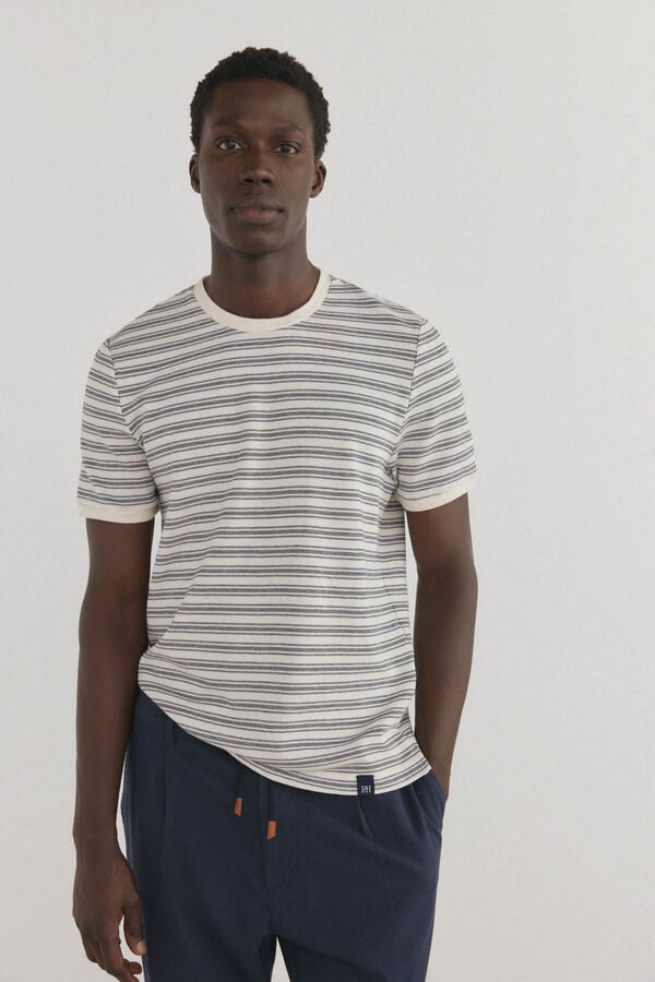 Pedro del Hierro Camiseta estruturada riscas Azul