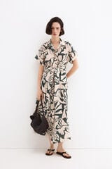Pedro del Hierro Vestido camisero estampado Beige