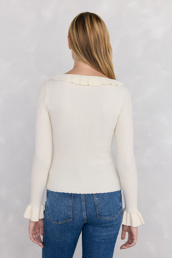 Pedro del Hierro Blusa de malha com folho Ecru