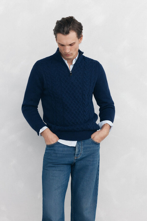 Pedro del Hierro Su&eacute;ter de l&atilde; estruturado com fecho-&eacute;clair Azul