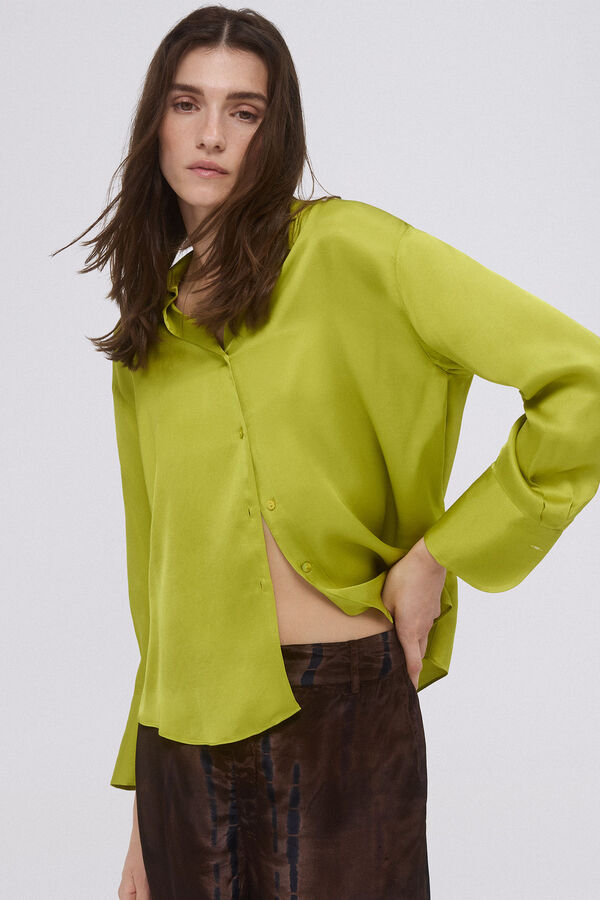 Pedro del Hierro Blusa sat&eacute;n fluida Verde