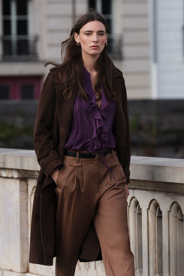 Pedro del Hierro Blusa rom&aacute;ntica volante Morado
