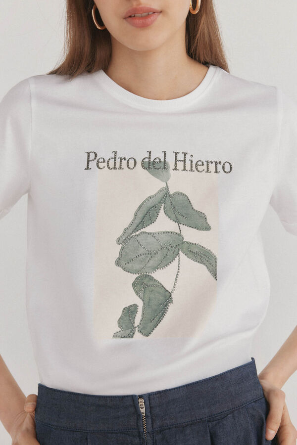 Pedro del Hierro Camiseta b&aacute;sica estampado posicional Blanco