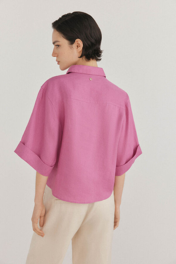 Pedro del Hierro Camisa de manga curta em linho Rosa