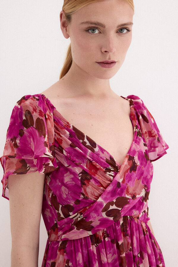 Pedro del Hierro Vestido largo rom&aacute;ntico estampado floral Rosa