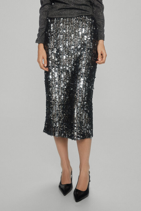 Pedro del Hierro Falda lentejuelas Gris