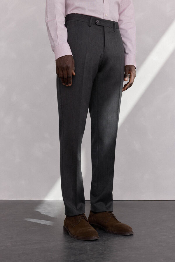 Pedro del Hierro Cal&ccedil;a cinza estruturada slim fit bi-el&aacute;stica Cizento
