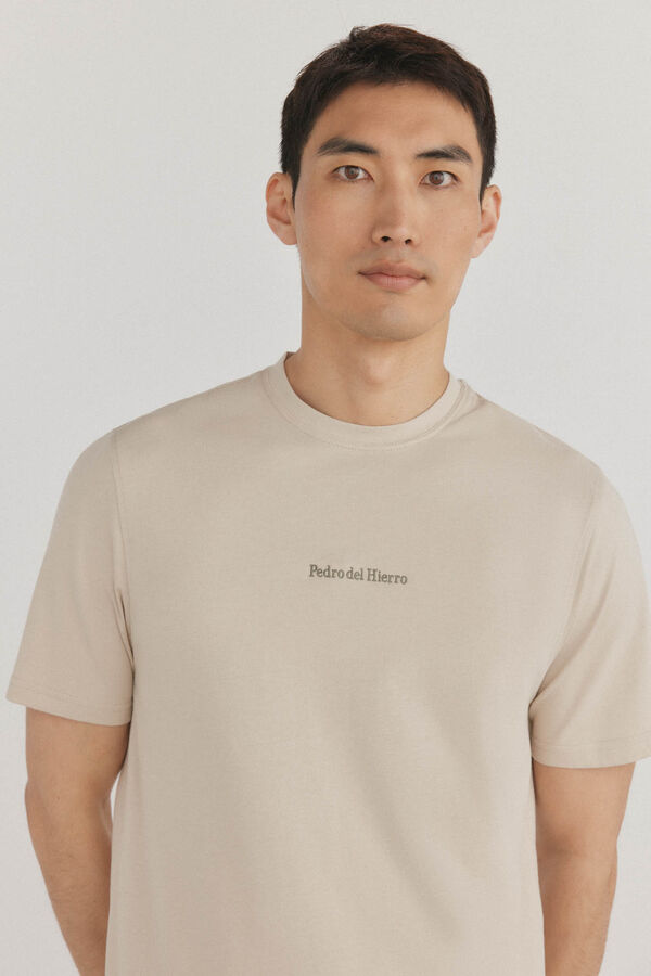 Pedro del Hierro Camiseta logo posicional Beige