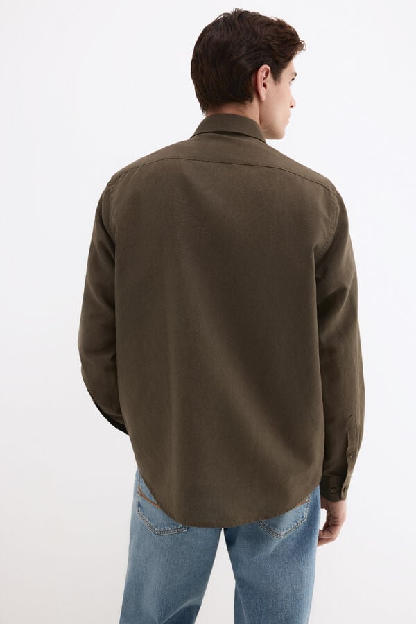 Pedro del Hierro Camisa em linho com bolsos Verde