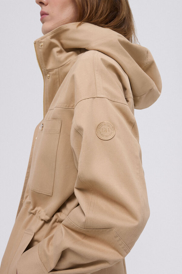 Pedro del Hierro Parka algod&atilde;o capuz Beige