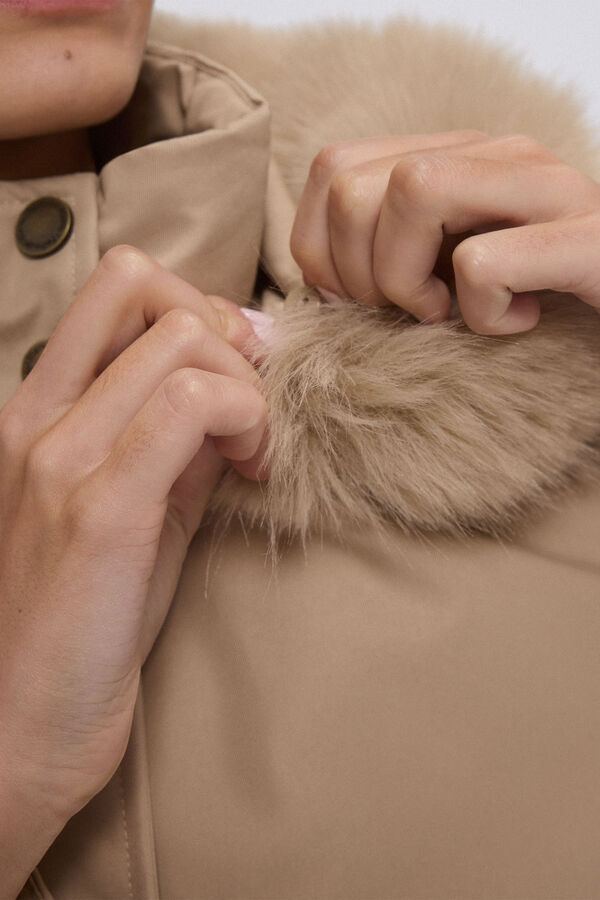 Pedro del Hierro Parka comprida com capuz Beige