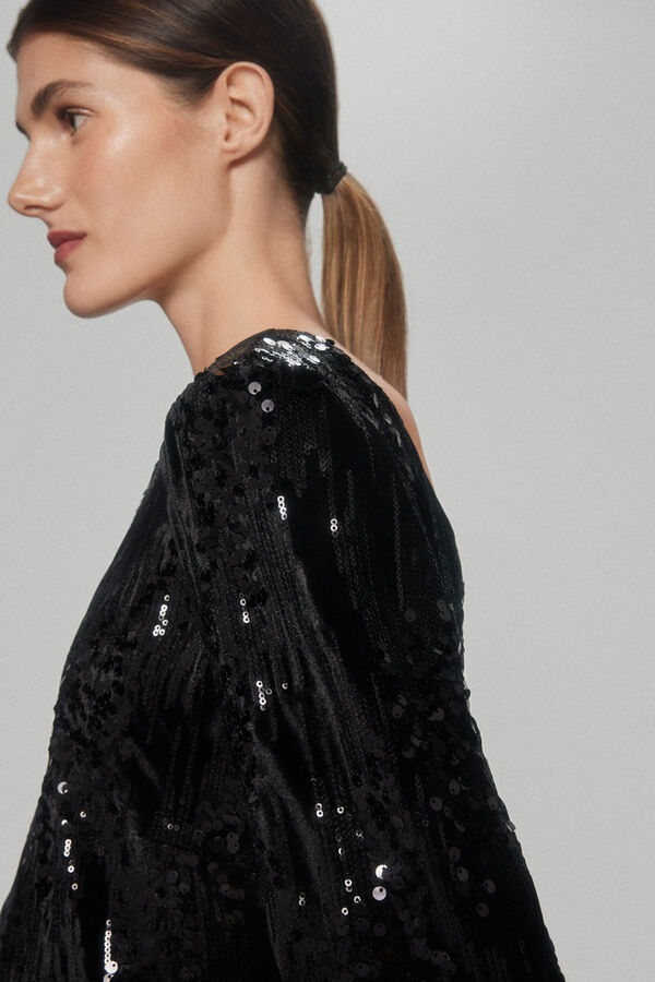 Pedro del Hierro Vestido de terciopelo y lentejuelas Negro