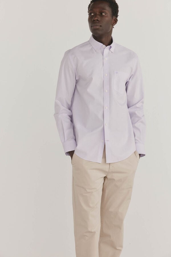 Pedro del Hierro Camisa lisa sem ferro + anti-manchas P&uacute;rpura