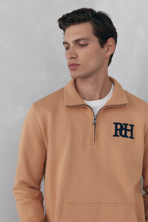Pedro del Hierro Sudadera cuello vespa Marr&oacute;n