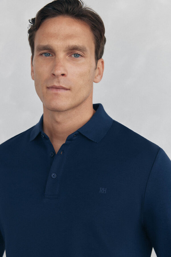 Pedro del Hierro Polo mercerizado manga larga Azul