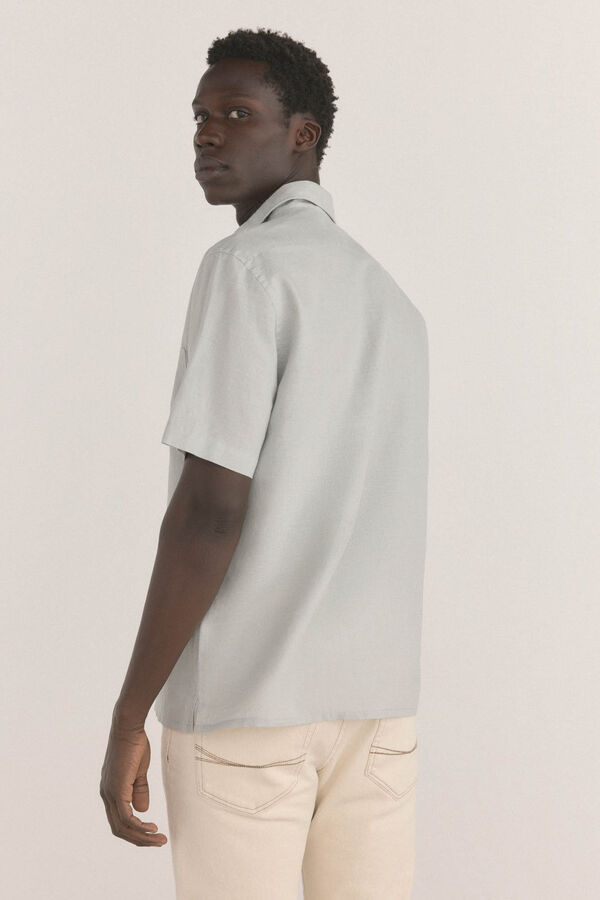 Pedro del Hierro Camisa de linho de tecido manga curta Verde