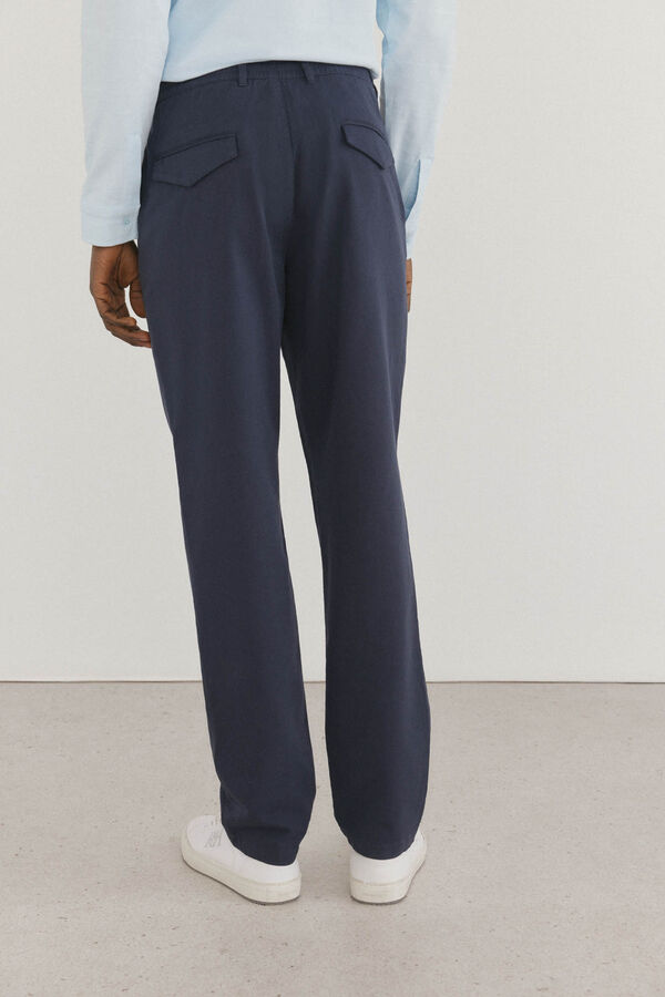 Pedro del Hierro Cal&ccedil;as cal&ccedil;as chino de algod&atilde;o e linho Azul