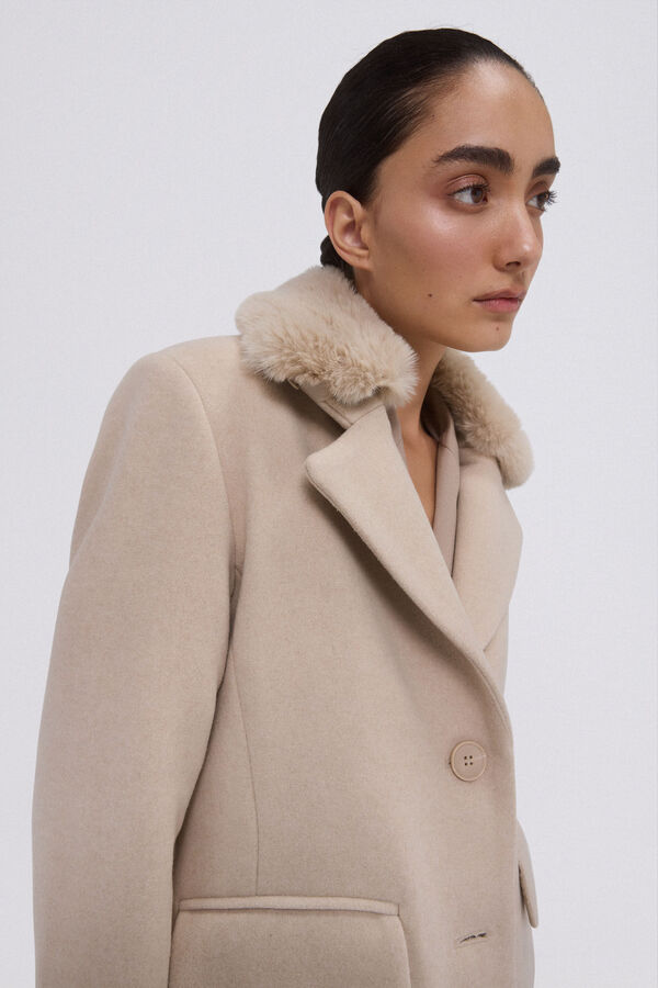 Pedro del Hierro Abrigo de pa&ntilde;o Beige