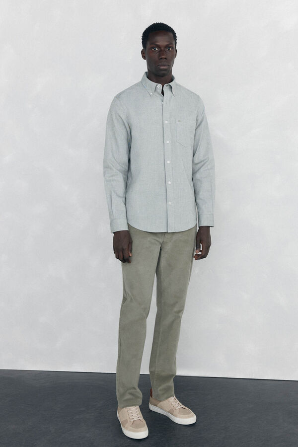 Pedro del Hierro Camisa Oxford Lisa Escovada Verde