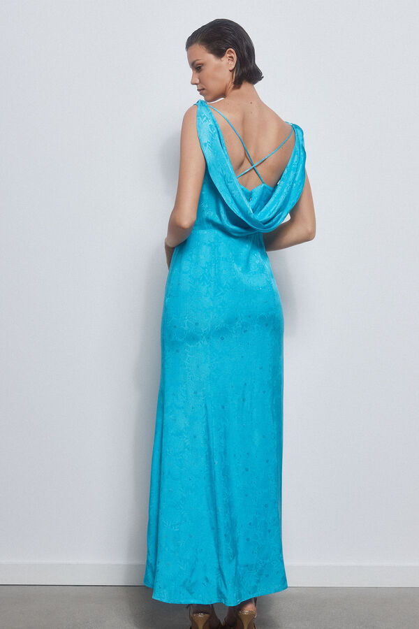 Pedro del Hierro Vestido de jacquard drapeado Azul