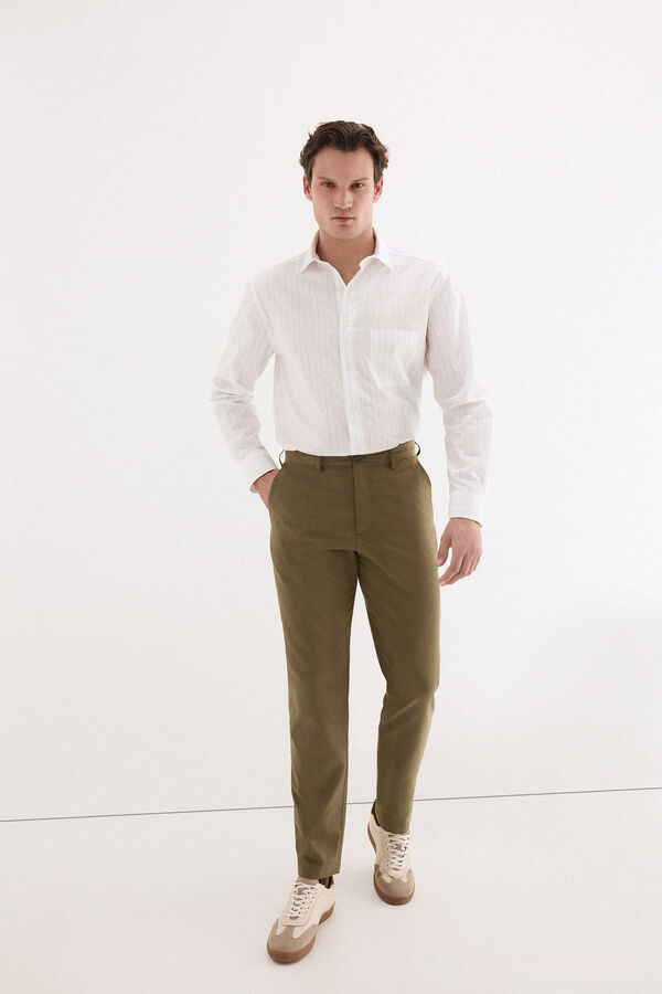 Pedro del Hierro Cal&ccedil;as worker regular em linho Verde