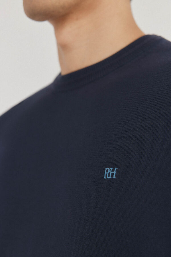 Pedro del Hierro Jersey fino algod&oacute;n premium cuello redondo Azul