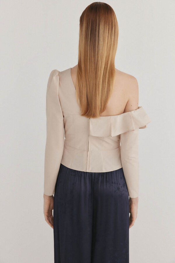 Pedro del Hierro Top assim&eacute;trico com babados Branco