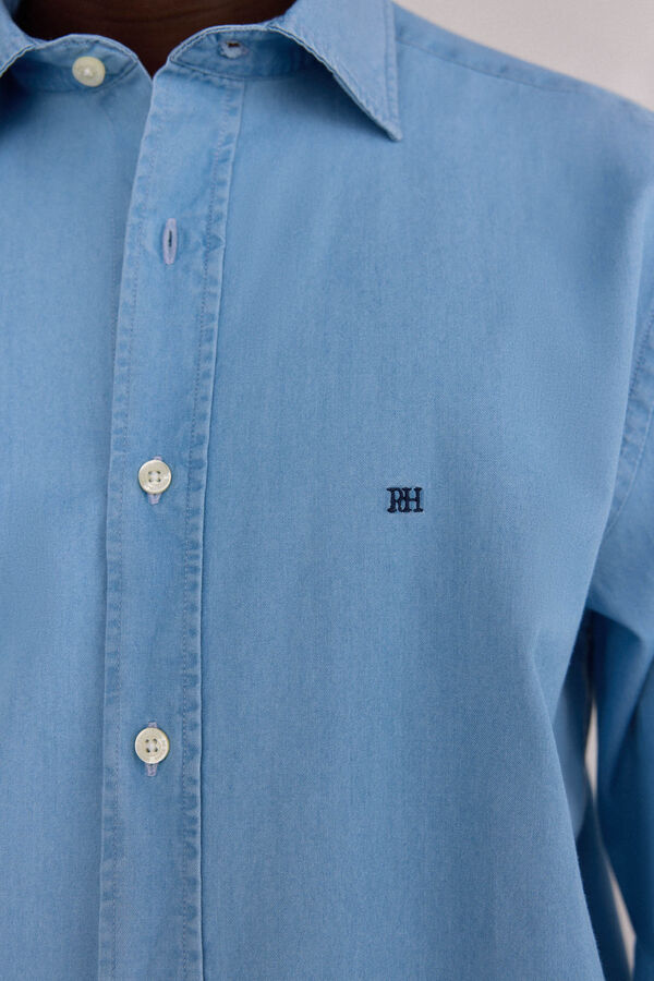 Pedro del Hierro Camisa denim tejido italiano Azul