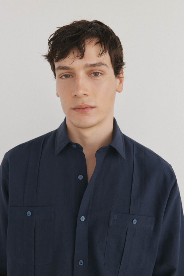 Pedro del Hierro Guayabera lino Azul