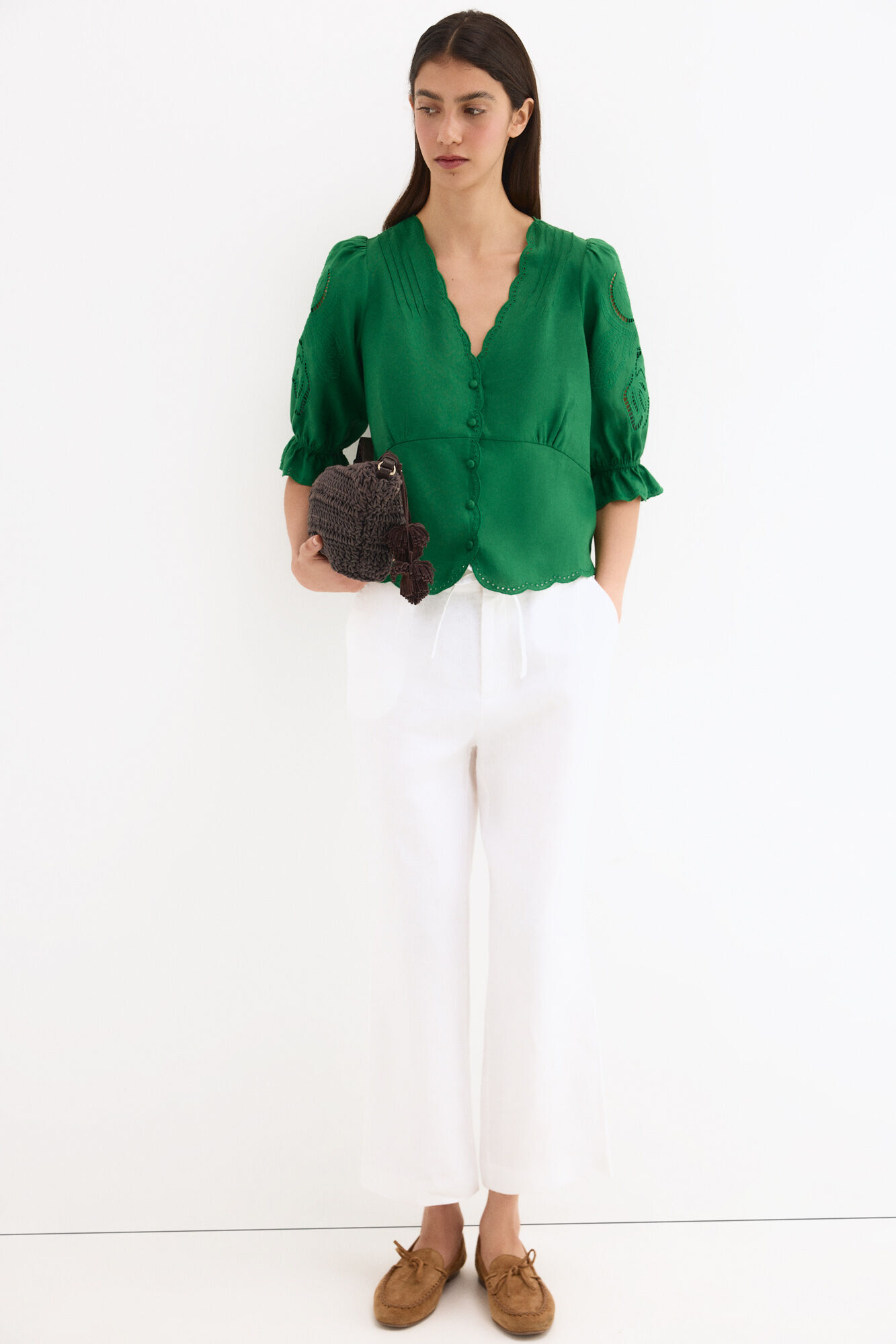 Pedro del Hierro Blusa em linho com bordados
