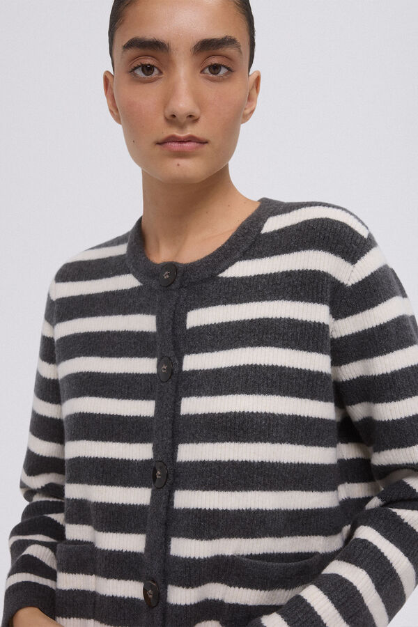 Pedro del Hierro Chaqueta rayas bicolor botones met&aacute;licos Gris