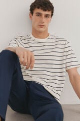 Pedro del Hierro Camiseta r&uacute;stica de rayas Crudo