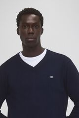 Pedro del Hierro Jersey algod&oacute;n seda cashmere pico Azul