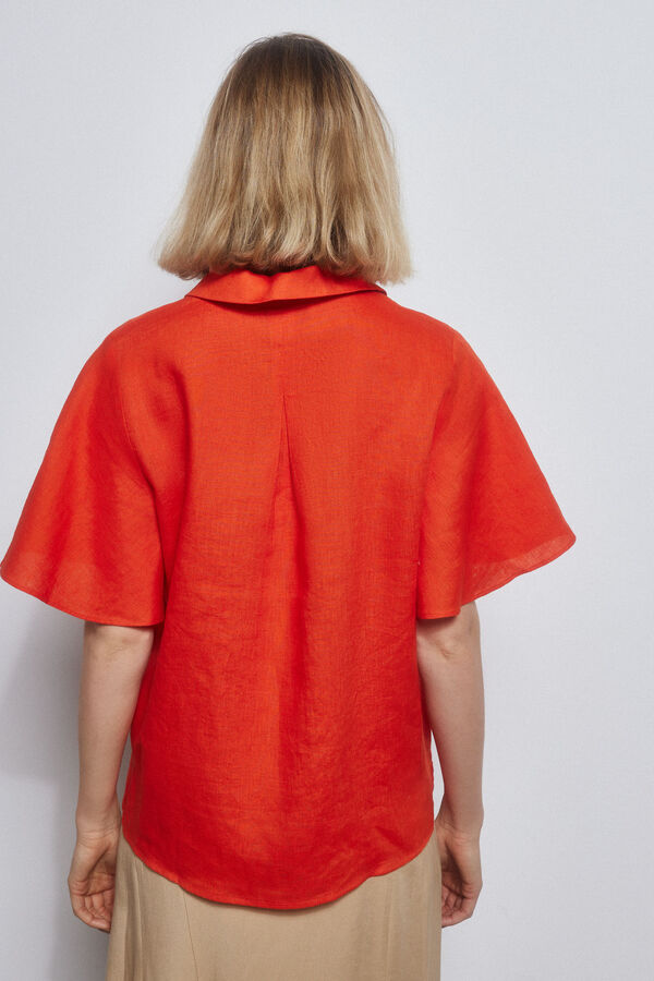 Pedro del Hierro Camisa lino fluida Rojo