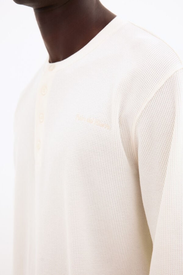 Pedro del Hierro T-shirt waffle em algod&atilde;o espanhol Branco