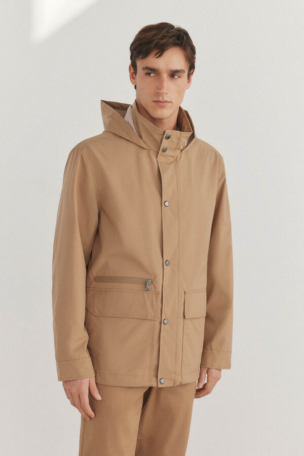 Pedro del Hierro Parka leve com capuz Beige