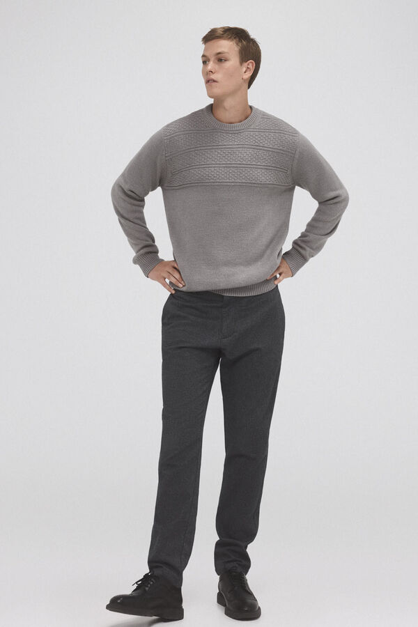 Pedro del Hierro Jersey lana fantas&iacute;a cuello redondo Gris