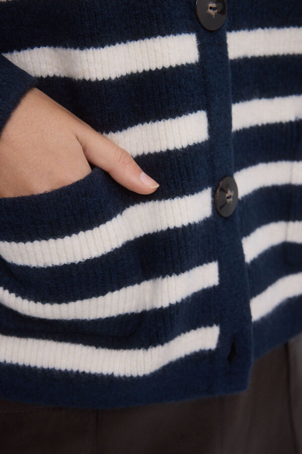 Pedro del Hierro Chaqueta rayas bicolor botones met&aacute;licos Azul